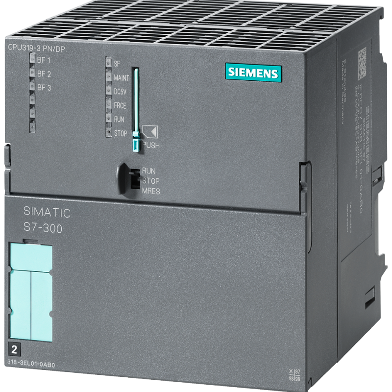 نمای نزدیک از یک دستگاه صنعتی کوچک با دکمه آبی