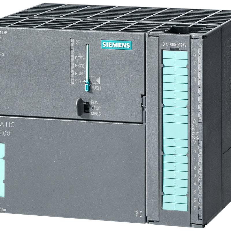 نمای نزدیک از دستگاهی با دکمه آبی در جلو