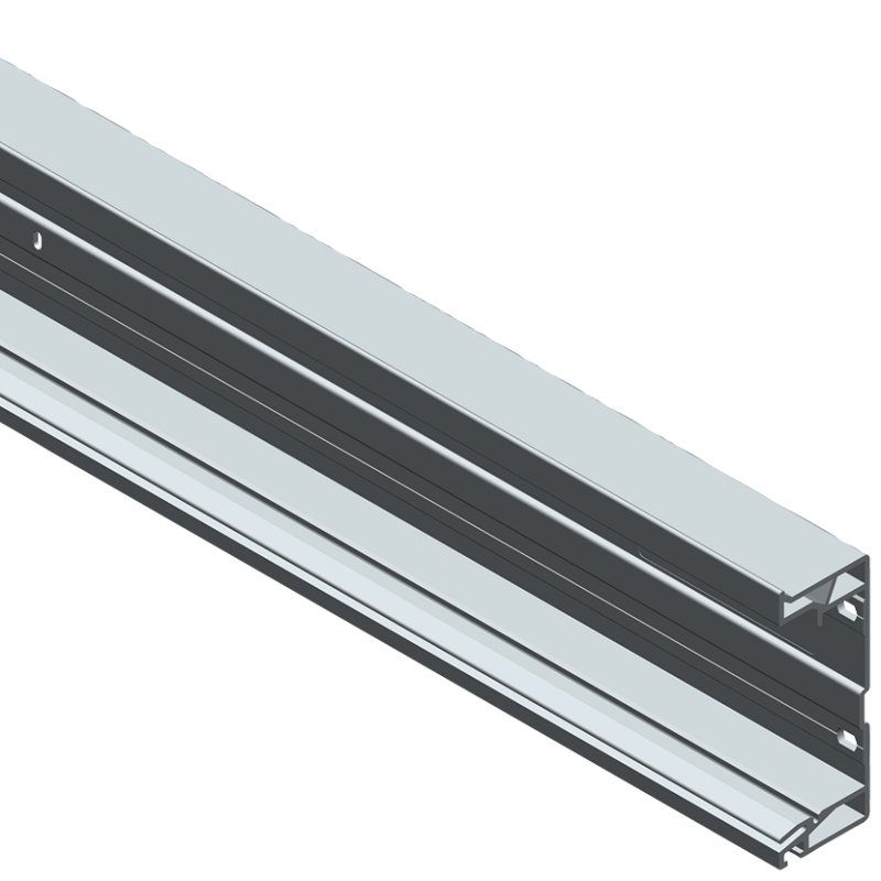 نمای نزدیک از یک ریل فلزی با پس زمینه سفید