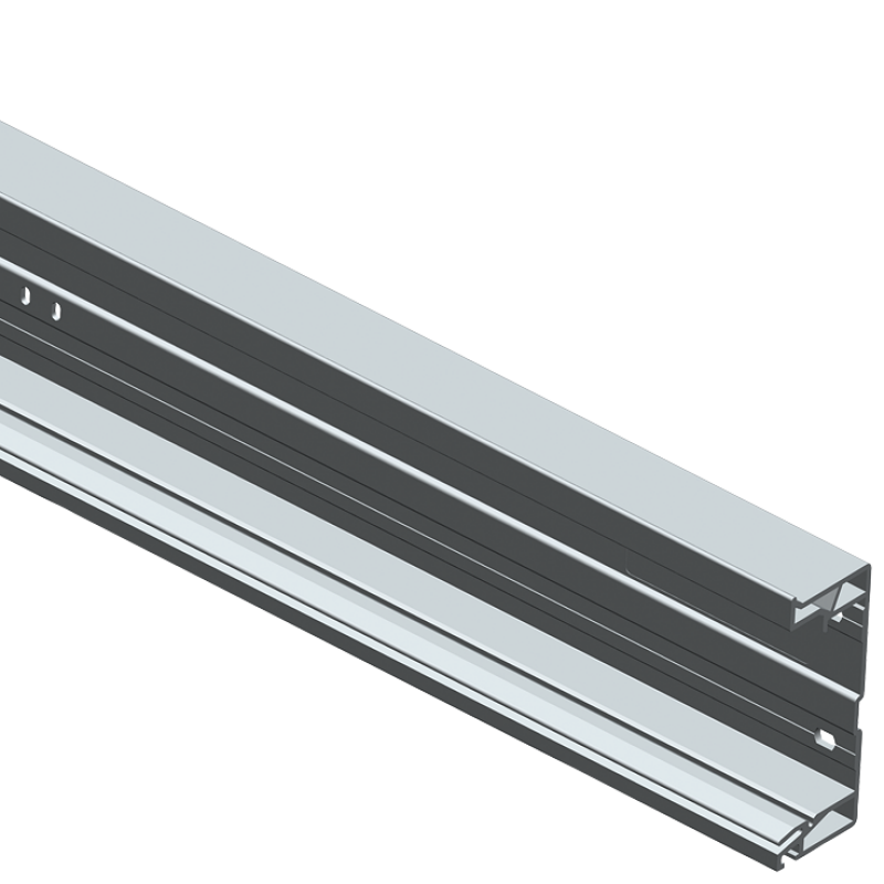 a close up of a metal rail with a white background
