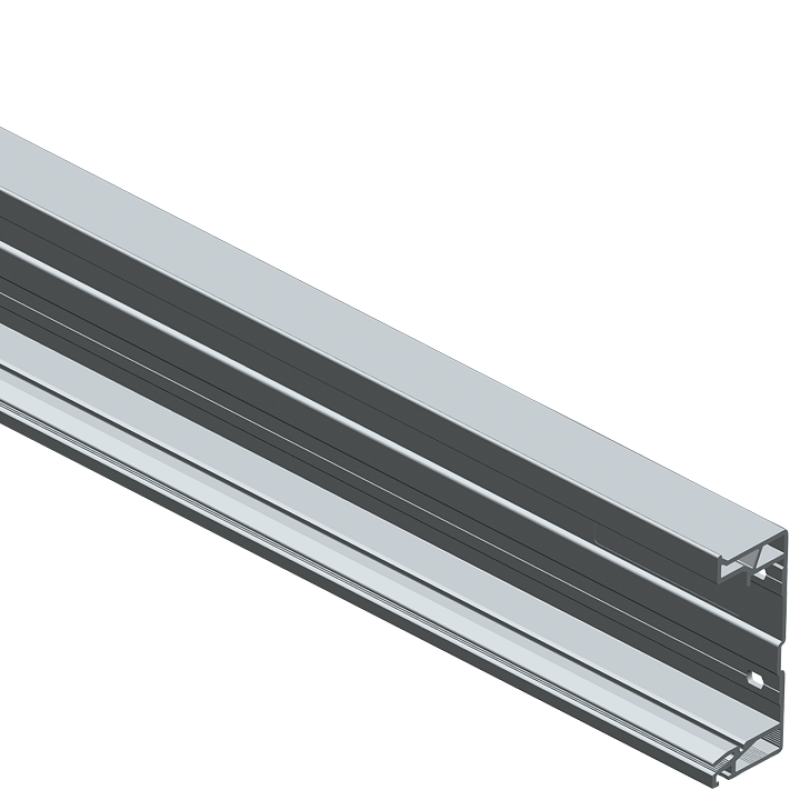 نمای نزدیک از یک ریل فلزی با پس زمینه سفید