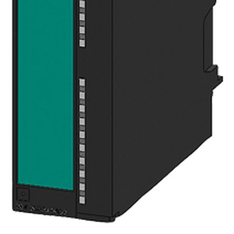 یک کیس کامپیوتر سیاه و سبز با صفحه سبز