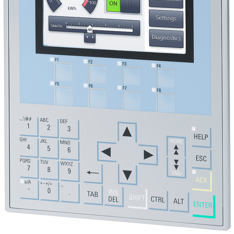 نمای نزدیک از یک کنترل پنل با ساعت و صفحه کلید