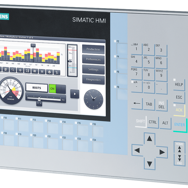 نمای نزدیک از یک کنترل پنل با ساعت و صفحه کلید