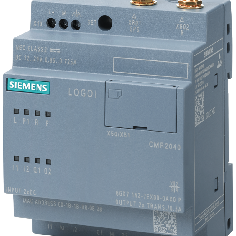 نمای نزدیک از یک قطع کننده مدار با لوگو در جلو