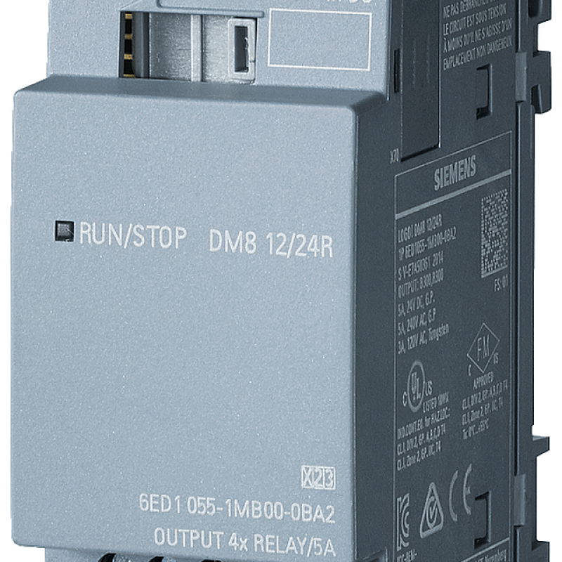 نمای نزدیک از یک سوئیچ سه فاز DIN Stop با چهار سوئیچ