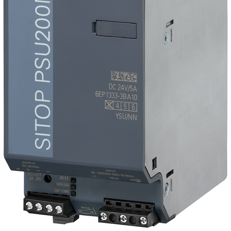 نمای نزدیک از یک واحد منبع تغذیه با علامت توقف در کنار